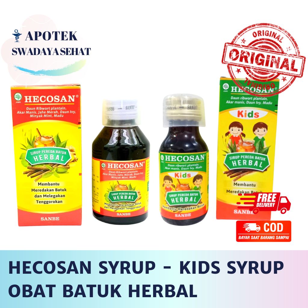 HECOSAN SYRUP 120 ML - Kids Sirup 60Ml - Obat Batuk Herbal Sanbe Melegakan Tenggorokan Sirup