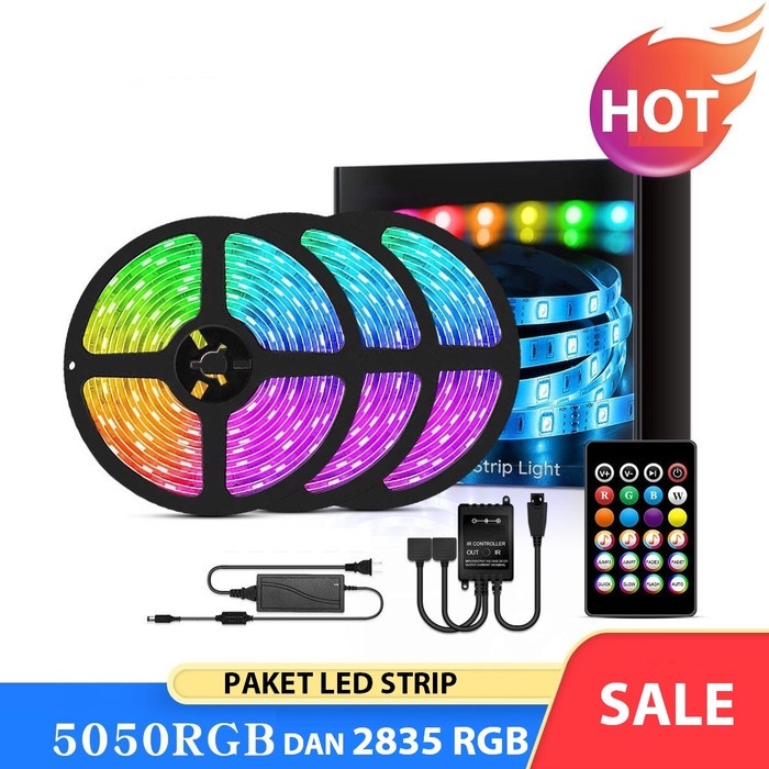 [WS] PAKET LAMPU LED STRIP 2835 5050 RGB REMOTE LAMPU HIAS WARNA WARNI LAMPU KAMAR AESTHETIC