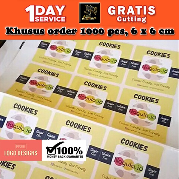 

FLS1-17 SKC 6 Paket 1000 Pcs Cetak Stiker Kotak Uk. 6 x 6 cm Desain Custom Sticker Free Logo Design