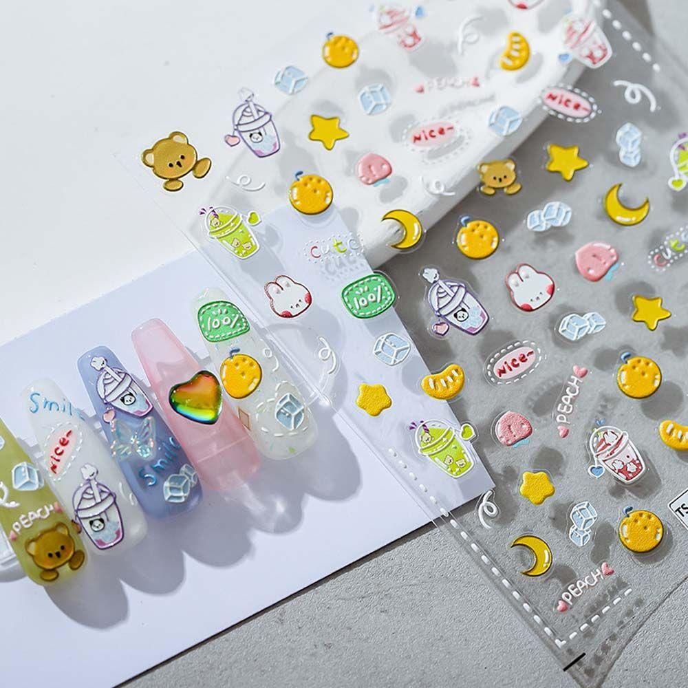 Needway Kartun Stiker Kuku Wanita Bulan Manikur Aksesoris Perekat Diri Ultraman Nail Stickers