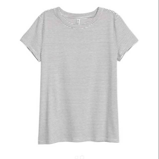 KAOS CEWEK H*M STRIPED T SHIRT-KAOS WANITA