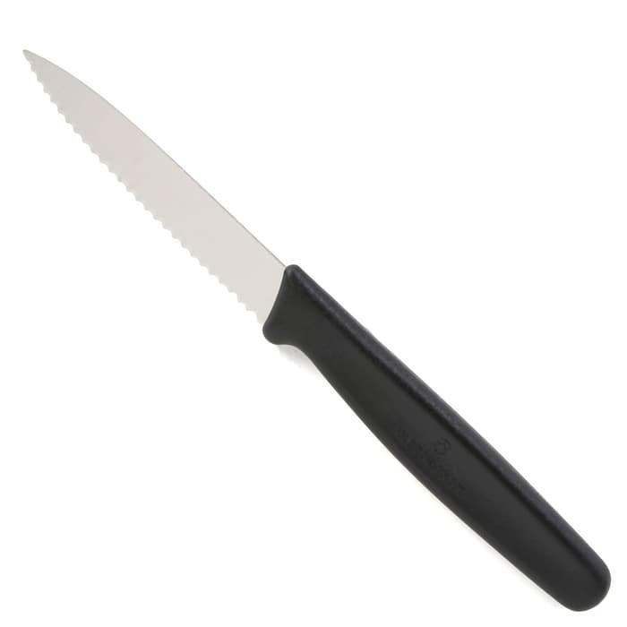 Pisau Dapur VICTORINOX PARING KNIFE W/WAFY EDGE.BLACK/RED 5.0633 Swiss - Hitam