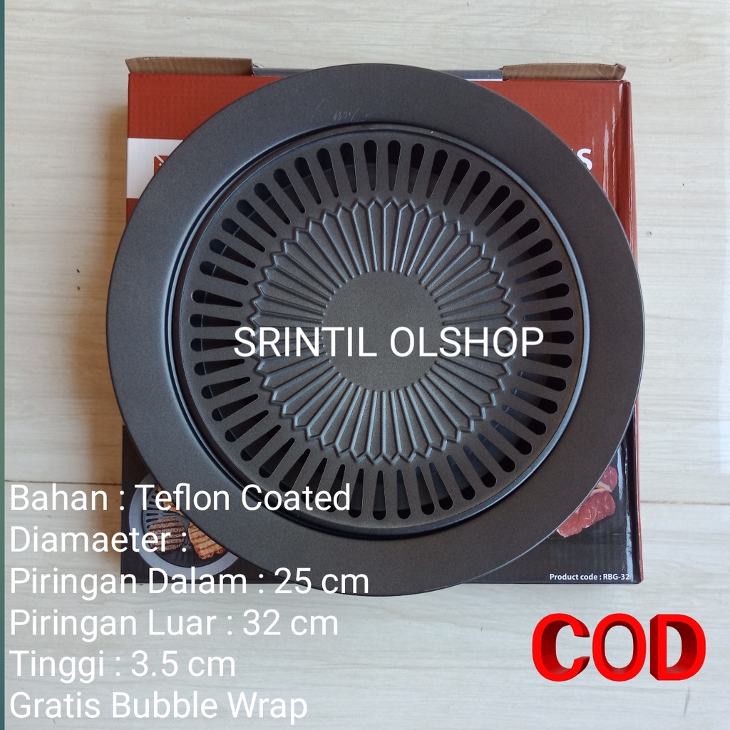 Panggangan Daging BBQ Grill Pan / Barbeque Grill / Piring Bakaran Sozis / Piring Panggang Daging Tef