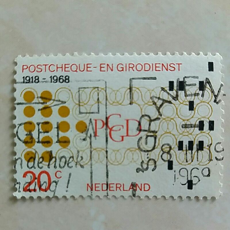 

(AA) Perangko Belanda 1968 50th Anniversary Netherlands Postal Cheque and Giro Service Used