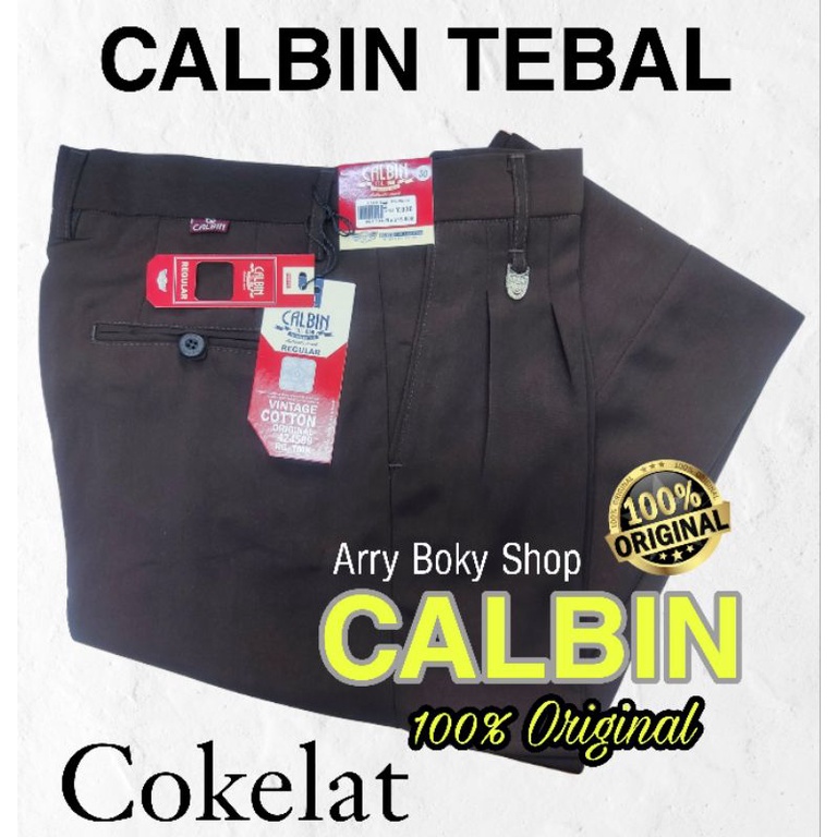 Celana CALBIN Formal COKELAT ( 100% Original ) 27 - 38