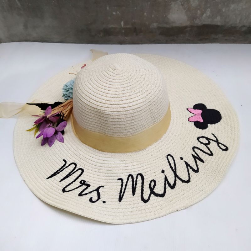 TOPI PANTAI CUSTOM BLOSSOM / TOPI BUNGA LEBAR / STRAW HAT IMPORT