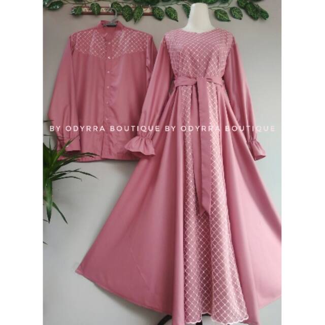 Couple set Family Brukat Tile kotak Kemeja Koko Ayah Gamis ibu dan anak