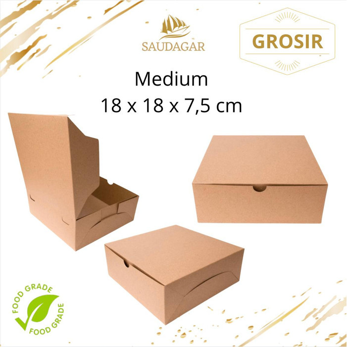 

34Rs65R6 Katering Box / Dus Catering / Paper Lunch Box Kraft / Box Snack/ Nasi - Full Laminasi,