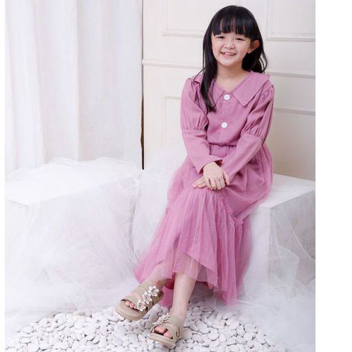 Meetastore tanpa jilbab setelan rok tutu kemeja anak lengan panjang muslim perempuan cantik long ski