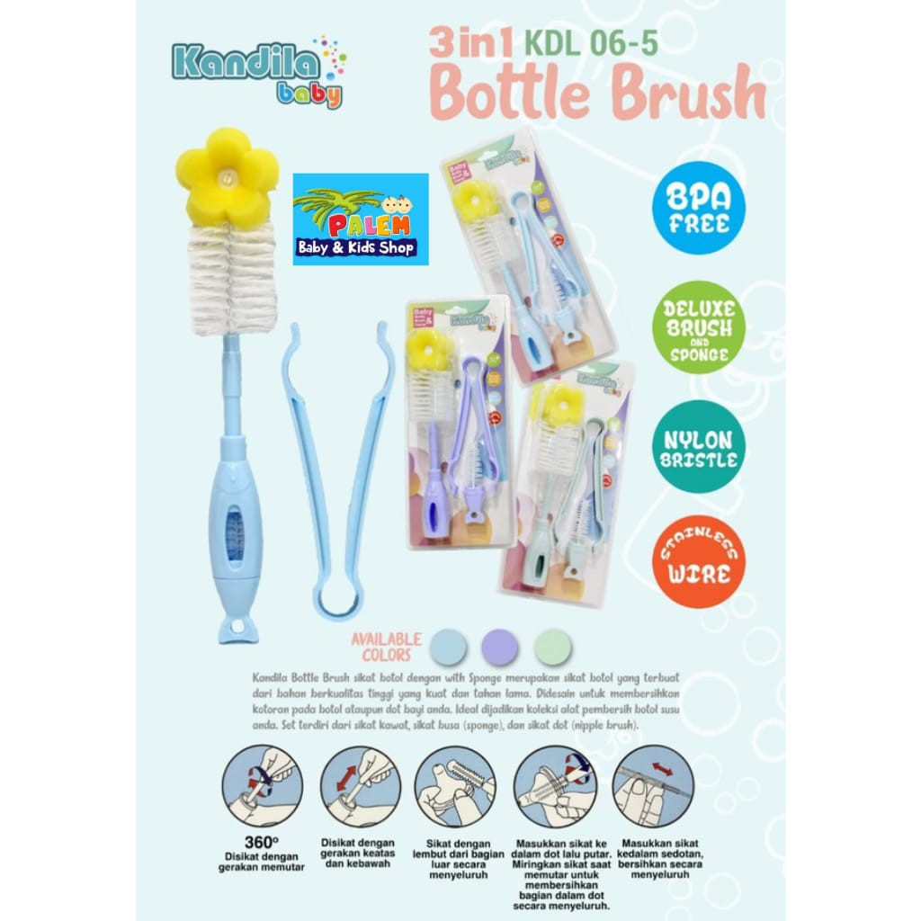 Kandila Bottle Brush sikat botol susu bayi KDL 06-5 3in1