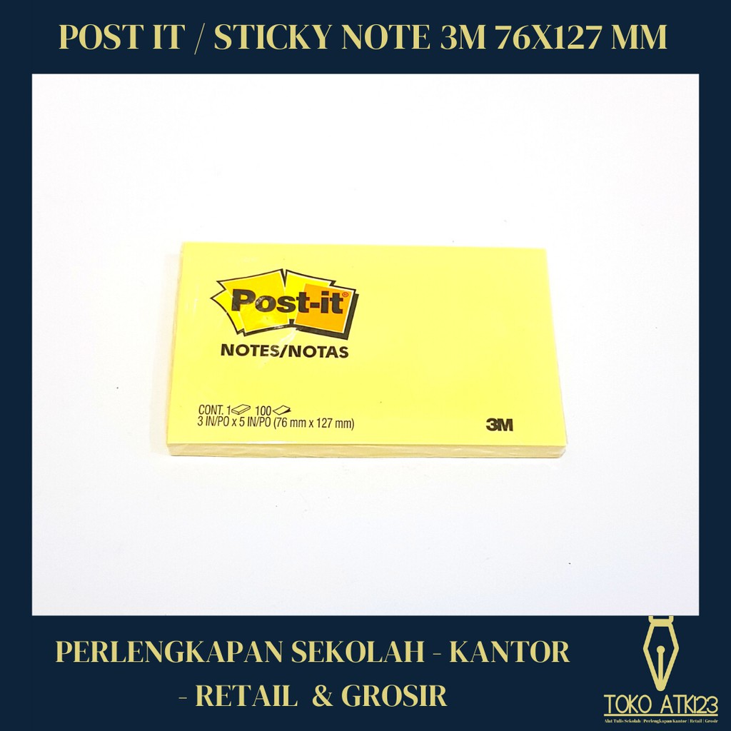 

Post It / Sticky Note Merk 3M No. 655 Warna Kuning