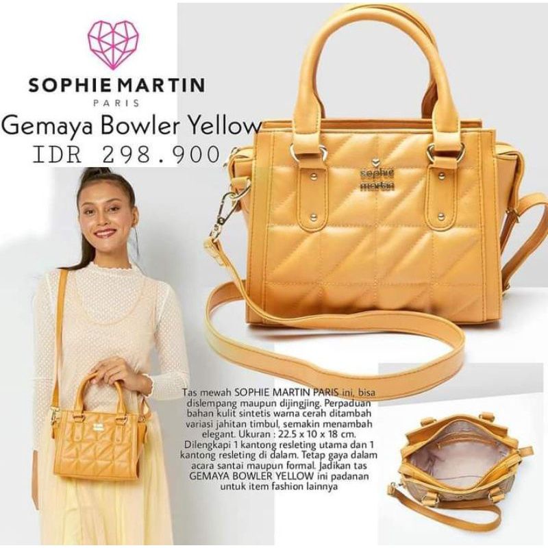 Tas Selempang Cangklong Wanita Gemaya Bowler Yellow Kuning Shopie sophie martin Paris shopi shopee s