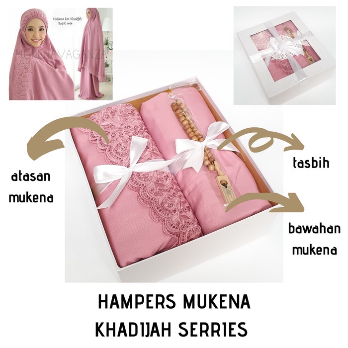 

HAMPERS KADO MUKENA KHADIJAH RENDA FREE TASBIH& KARTU UCAPAN - mukena saja