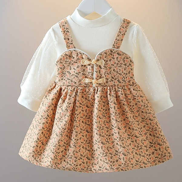 Dress Bayi Perempuan Kancing Shanghai Baju Fashion Anak Bayi Perempuan 6 bulan - 3 tahun Lengan Panjang LYNN Korean Style Import