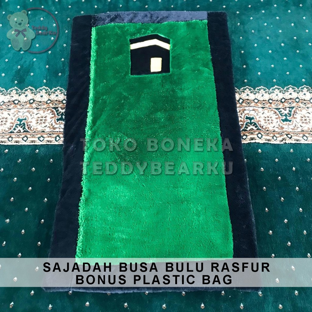 SAJADAH BUSA RASFUR HIJAU MOTIF KABAH BONUS PLASTIC BAG