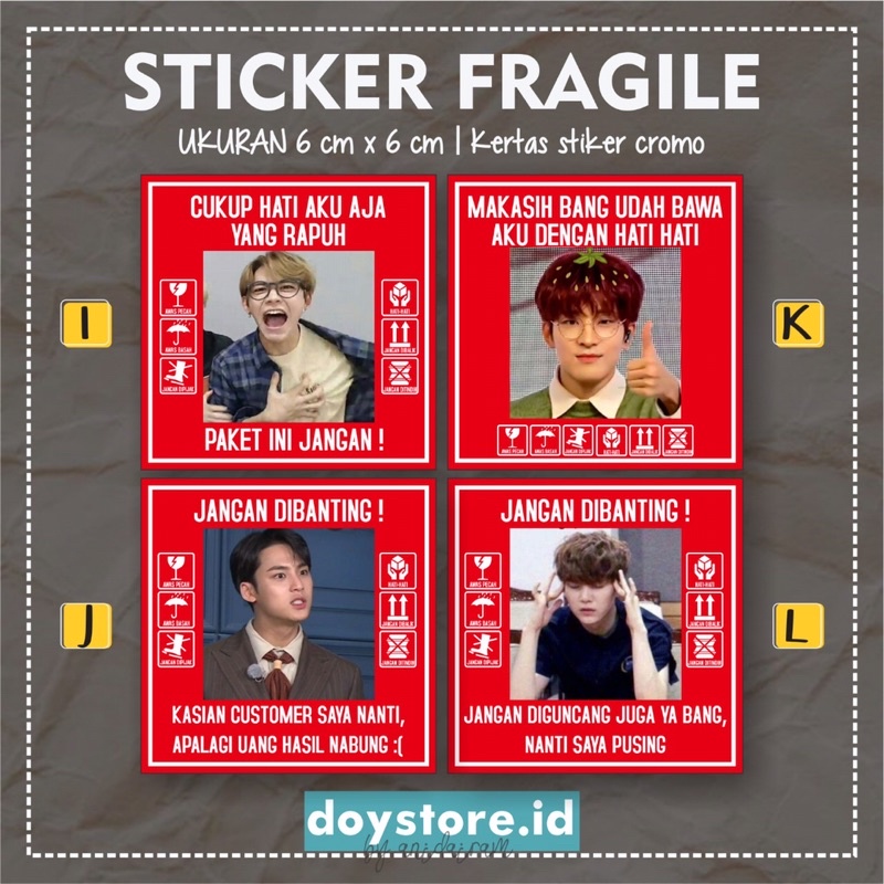 [BACA DESKRIPSI] Stiker Fragile Jangan Dibanting Lucu | Stiker Thank you Murah