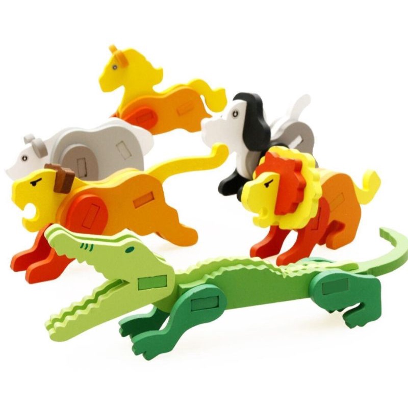 PUZZLE 3D ANIMAL MAINAN ANAK / PUZZLE 3D KREATIFITAS / WOODEN PUZZLE 3D BONGKAR PASANG