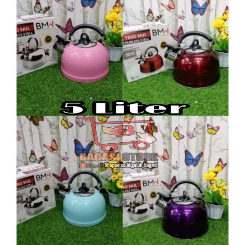 Teko Bunyi Siul 5 Liter Whistling Kettle Stainless Steel - Warna