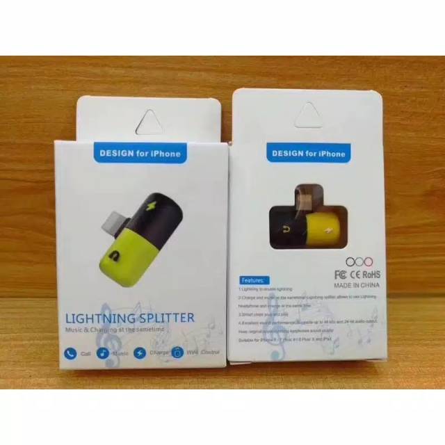 Termurah MEDAN Hanaiso Apple Iphone adapter splitter Spliter lightning for earphone charging  2 in 1