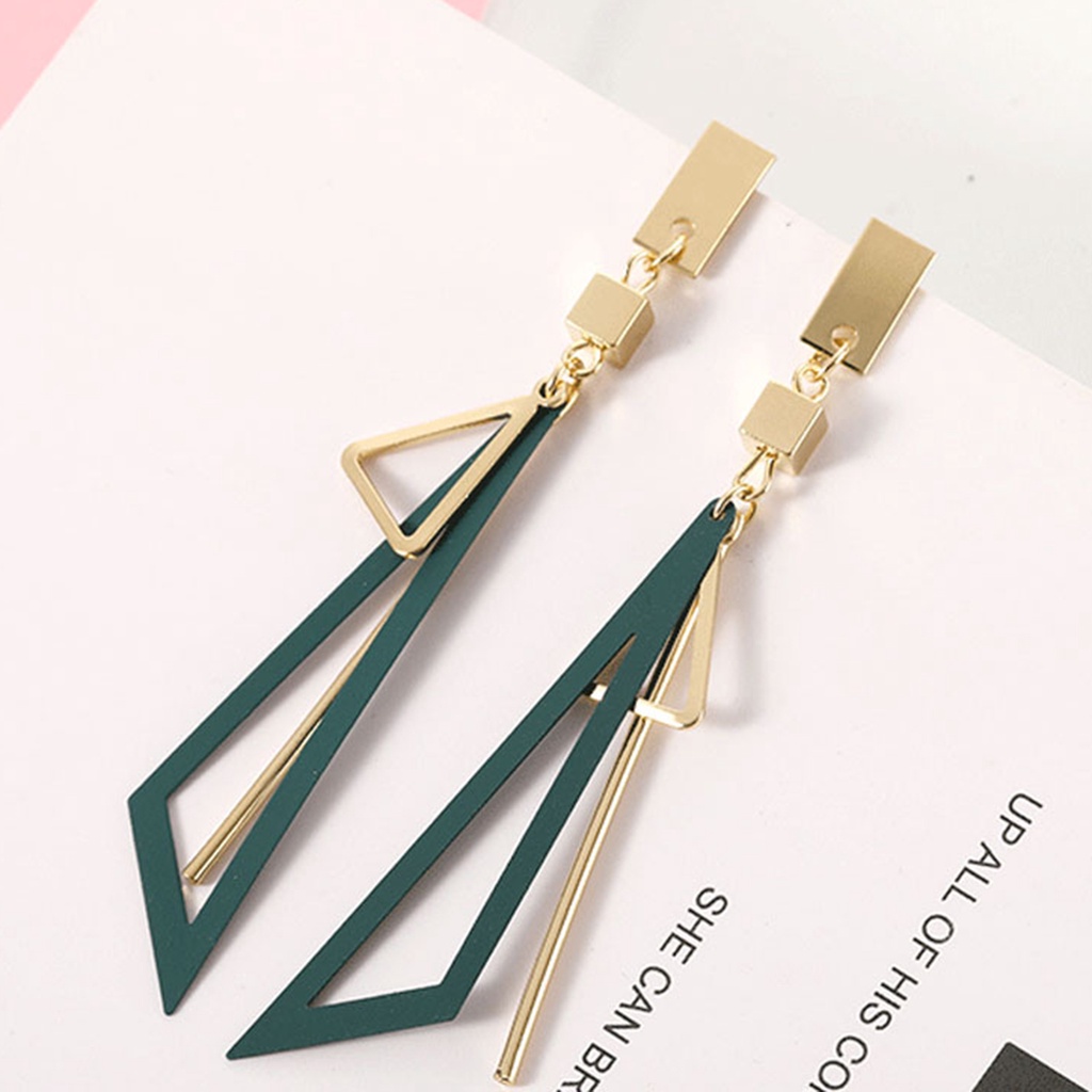 Hu Hu Hu Hu Hu Alat Bantu Pasang Kacamata♡ 1 Pasang Anting Menjuntai Bentuk Segitiga Geometris Warna-Warni Untuk Pernikahan