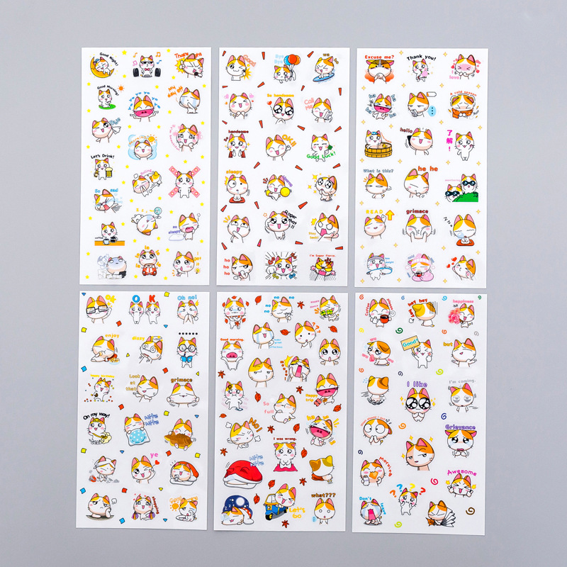 imoda 6Lembar Stiker Hewan Lucu DIY Diary Scrapbook Dekorasi Stiker-B