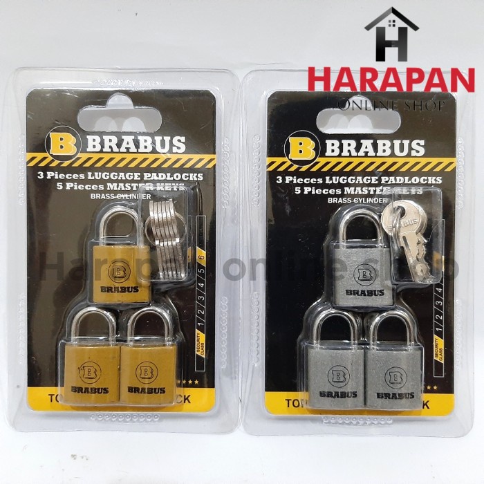 gembok kecil - MASTER KEY- BRABUS - 3 gembok 1 kunci