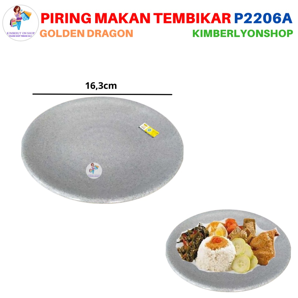 Piring Makan bulat Abu Abu doff Stone Series P2206A Golden Dragon