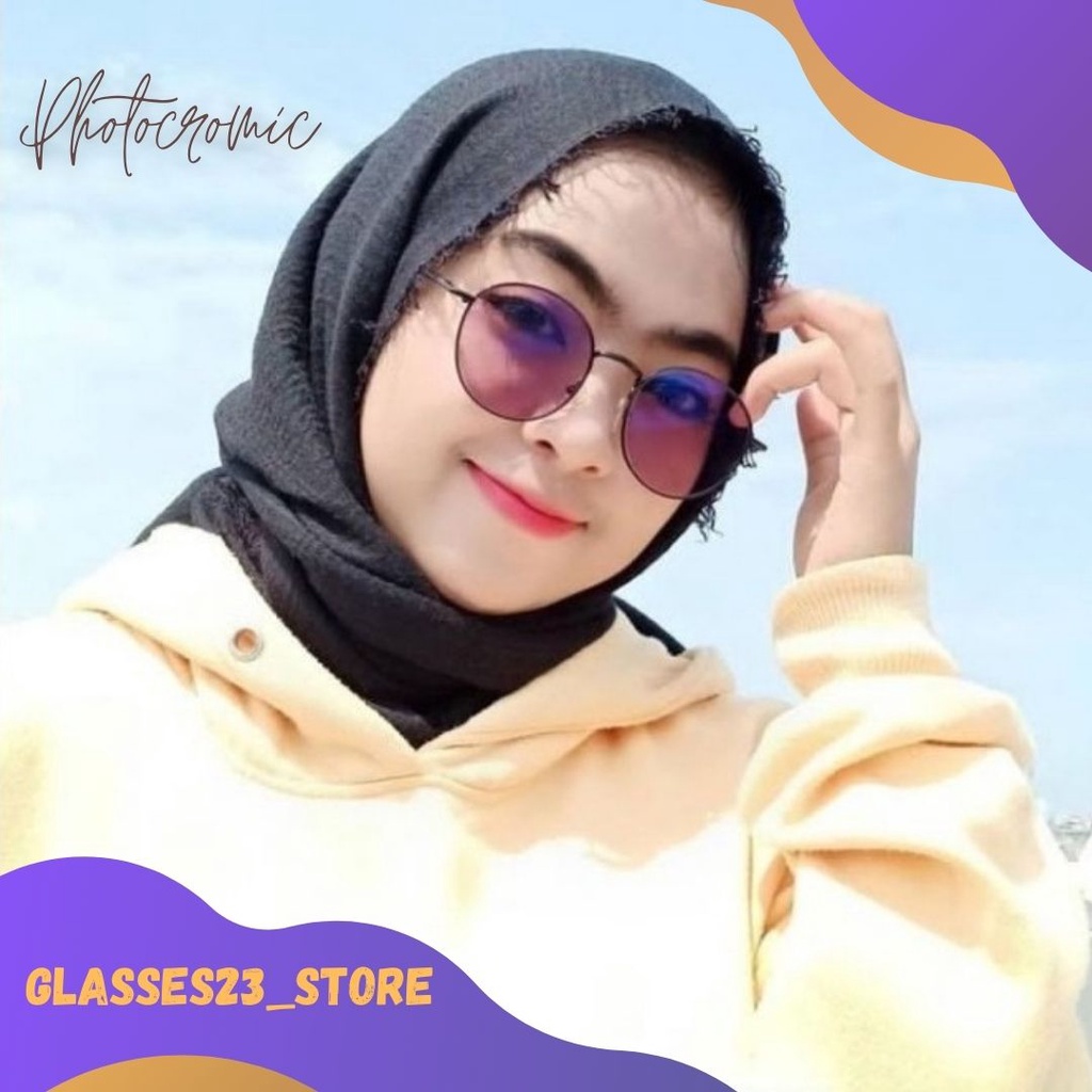 Lensa Photocromic Blueray Fashion Terbaru Kacamata Berubah Warna Antiradiasi Unisex Vintage New Sunglasses Import Korean Realpict