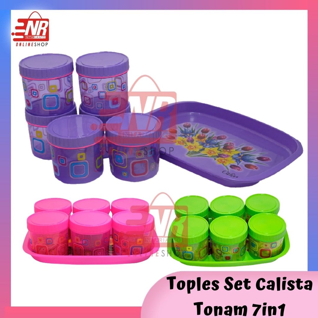 Toples Set Calista Tonam 7 in 1 / Toples Set Plus Nampan / Toples Bulat / Toples Plastik