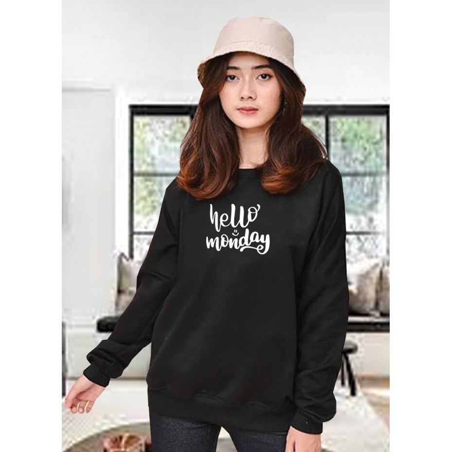 Kaos Lengan Panjang MONDAY/ Kaos Sweatshirt / Atasan Wanita / Atasan Wanita Lengan Panjang / Atasan Import / Kaos Wanita Blus