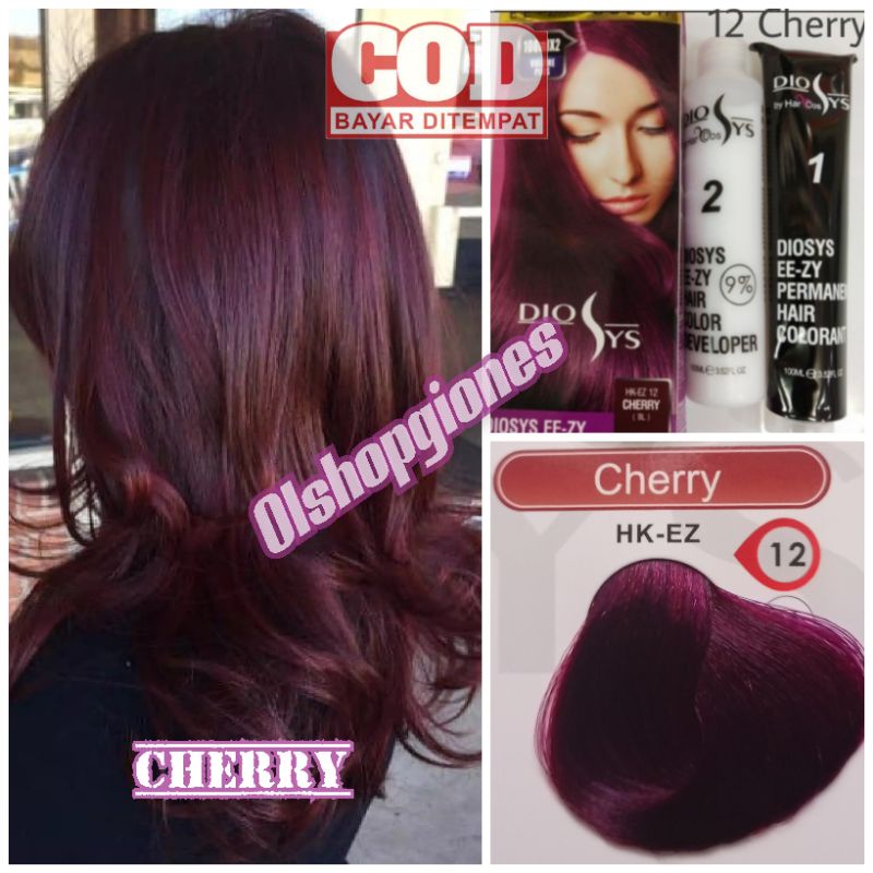 Diosys Hair Color Cherry cheri cat rambut + oxydant developer 100ml