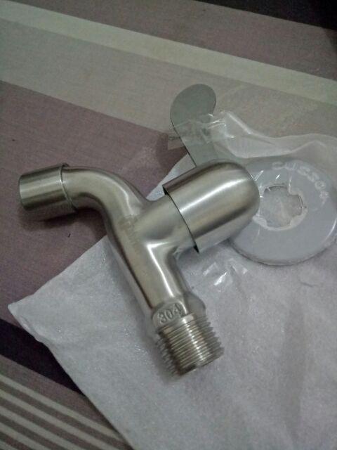 Kran Air Tembok Stainless Steel Sus 304 Gagang Engkol Pendek