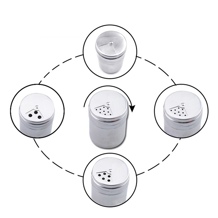 Botol Tempat Bumbu Lada Garam Merica Tusuk Gigi Stainless Botol Bumbu Tutup Putar