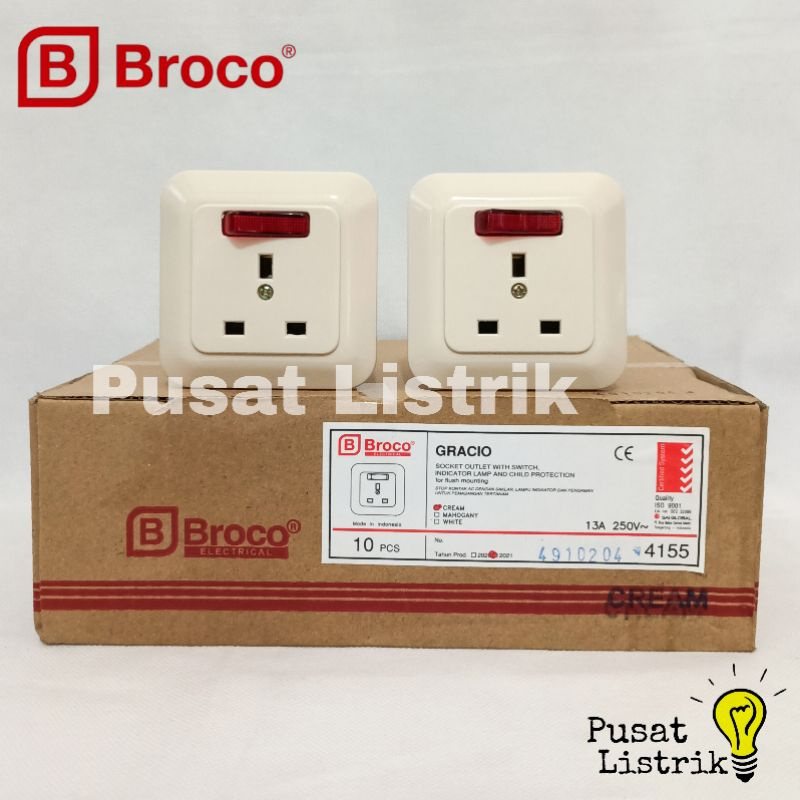 IB Stop Kontak AC Cream Broco Gracio 4155 Socket Outlet Witch Switch Inbow Gracio