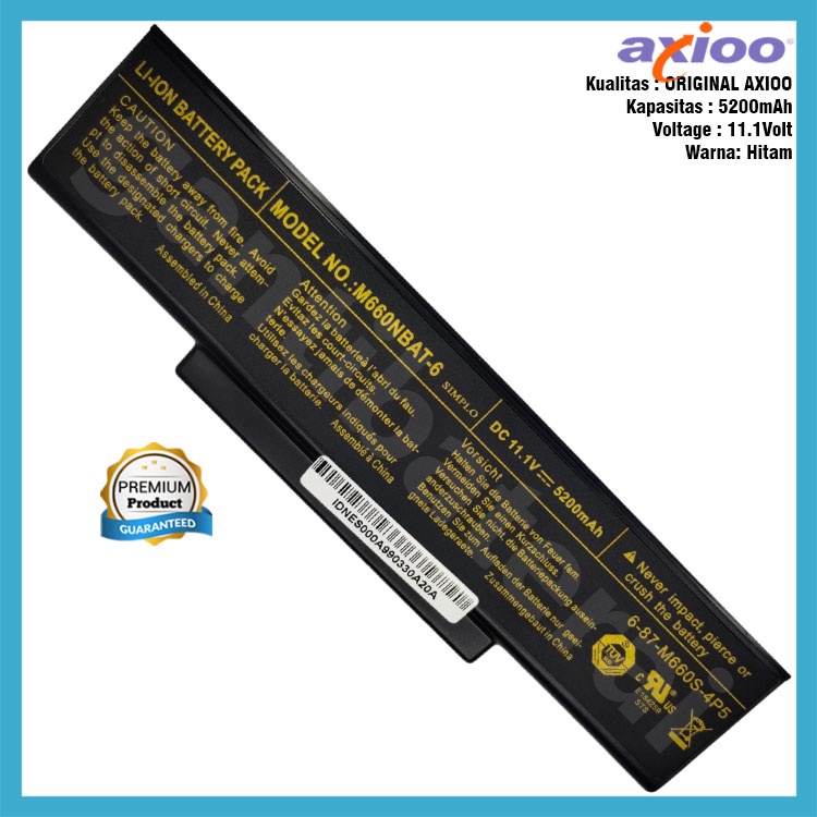 Baterai Axioo MNC M740 M740BAT-3 M740BAT-6 M660NBAT-6 BTY-M66