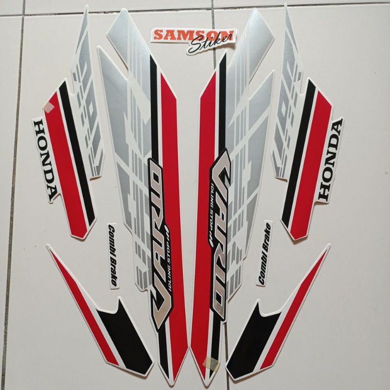 stiker striping motor Honda Vario techno 125 iss 2017 Putih