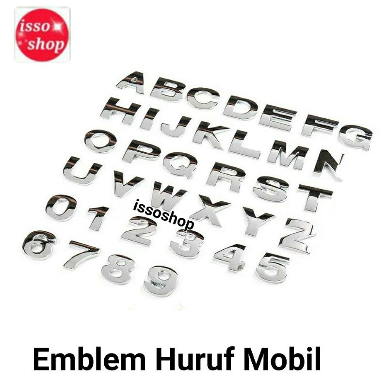 emblem Huruf & Angka/Emblem Huruf Mobil Metal/Emblem Huruf & Angka / Emblem Huruf Nama Emblem Abjad 