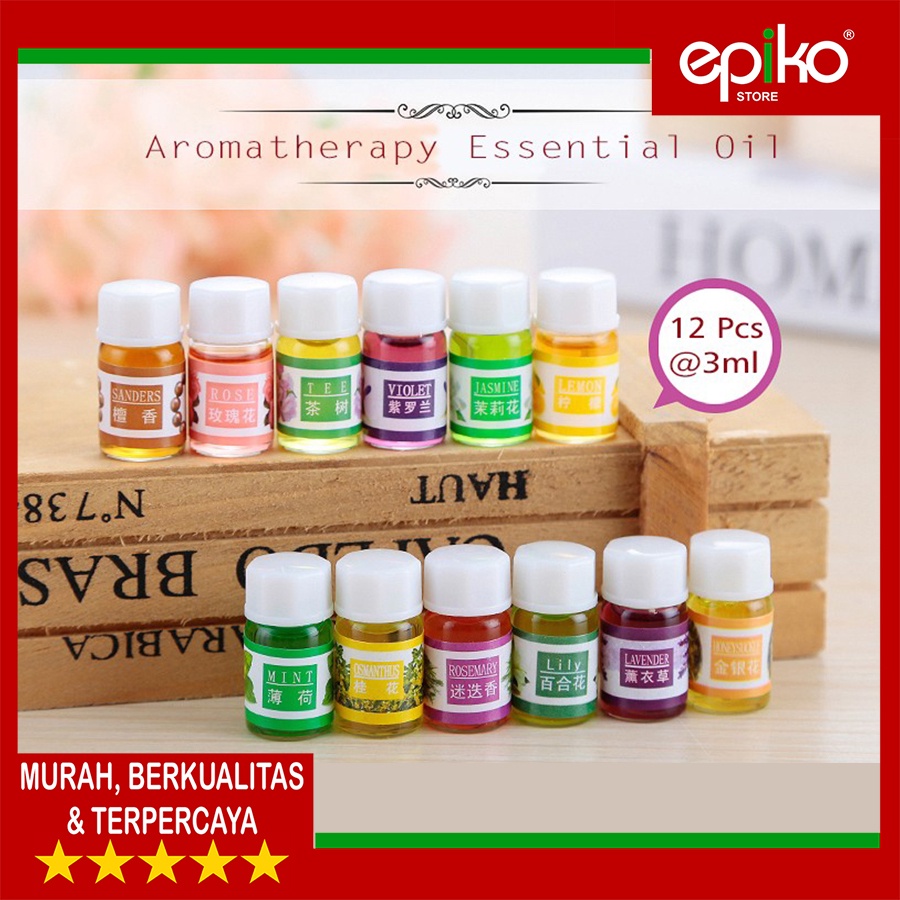 Aroma Terapi Aromatherapy Essential Oil Humidifier isi 12 Pcs 3ml