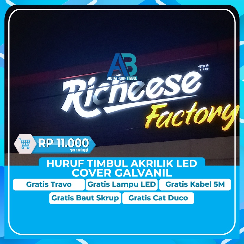 Jual HURUF TIMBUL AKRILIK LED COVER PLAT GALVANIL ACRYLIC NYALA ...