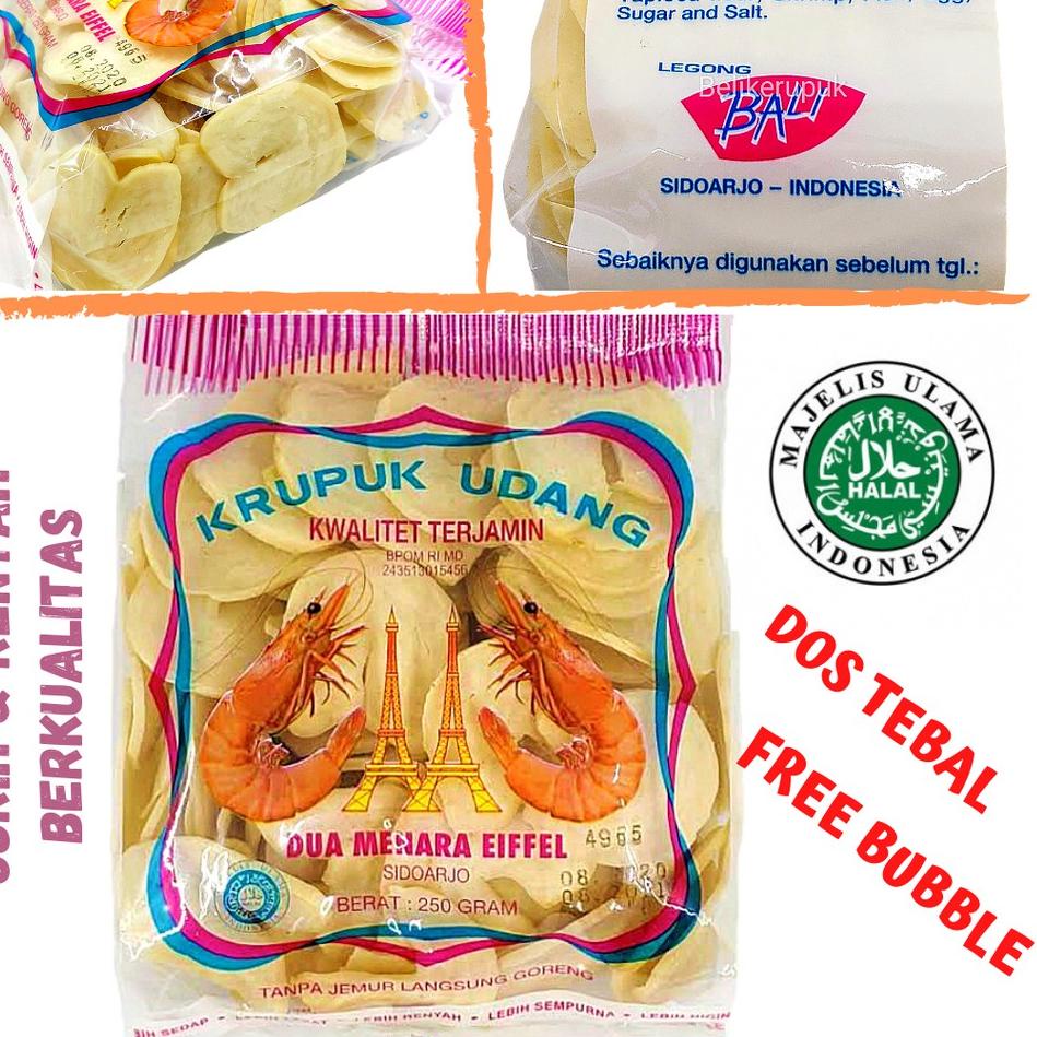 

Sale KERUPUK UDANG SUPER DUA MENARA EIFFEL KUALITAS EKSPOR UKURAN MENTOR MEDE 250G 60