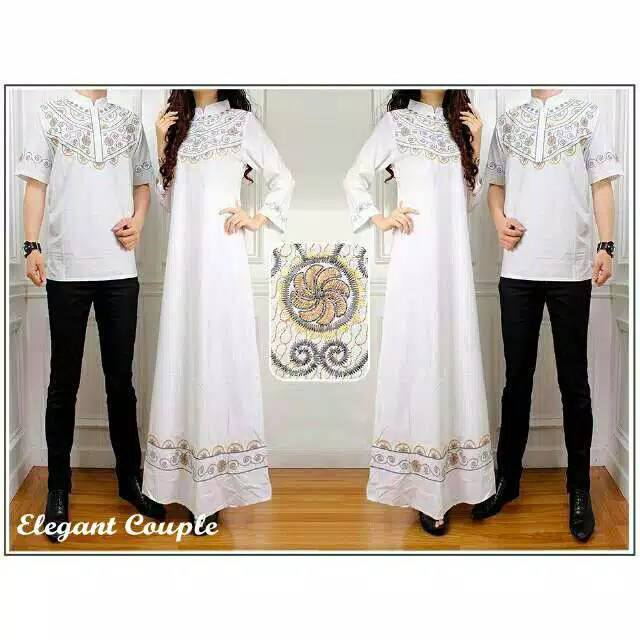 BAJU Couple Elegant BAJU MUSLIM PASANGAN COUPLE GAMIS COUPLE MUSLIM PUTIH TERBARU MUSLIM MODERN COD