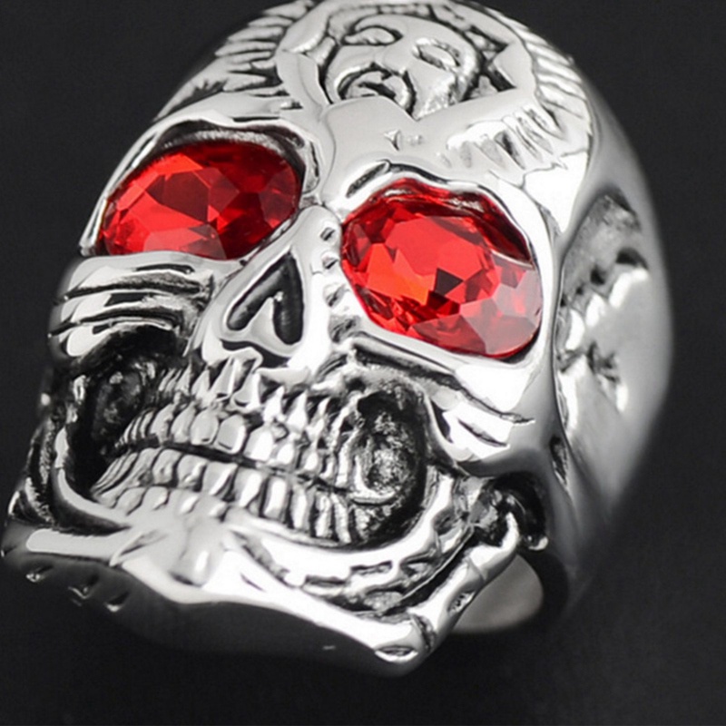 Cincin Antik Bentuk Tengkorak Motif Bunga Gaya Gothic Rock Punk Untuk Pria