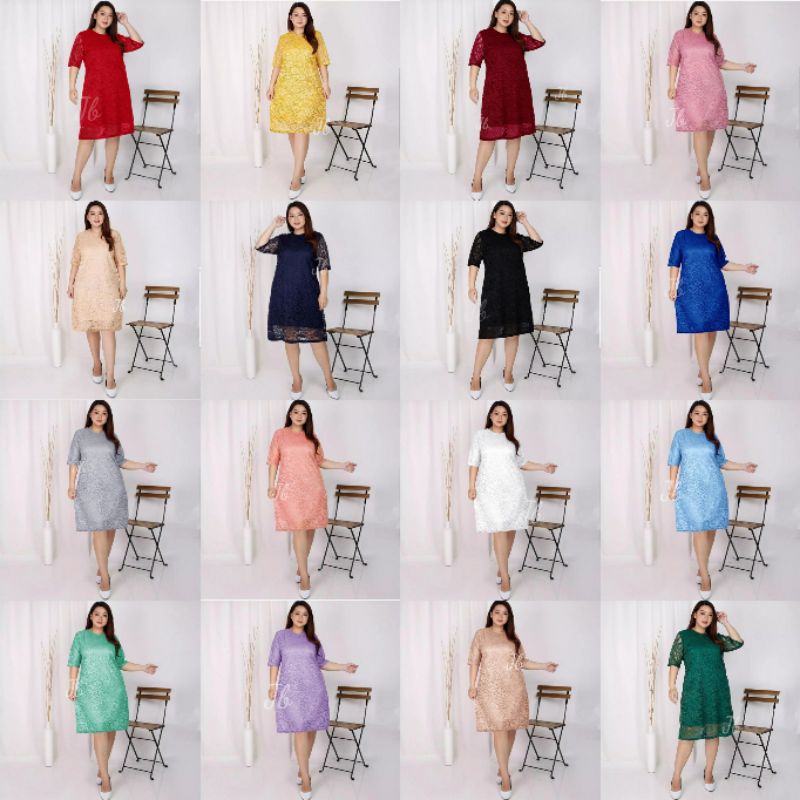 DRESS JUMBO CINTYA BRUKAT LD116 DRESS JUMBO DRESS BRUKAT DRESS PESTA JUMBO DRESS NATAL SERAGAM NATAL