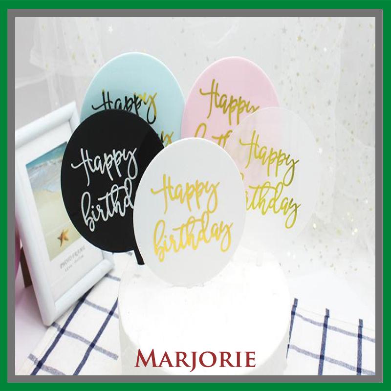 Cake Topper Happy Birthday / Tusukan Hiasan Kue Happy Birthday Acrylic-MJD