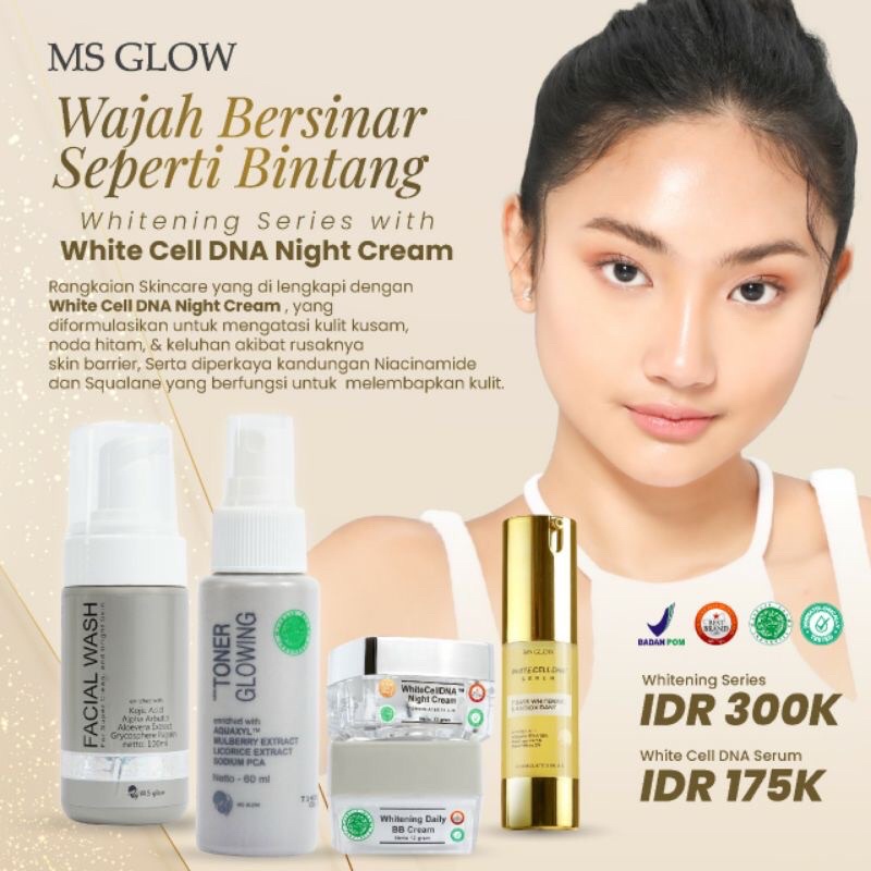 Paket Wajah MS GLOW ORI With Barcode - White Cell DNA / Whitening / Luminous / Ultimate / Acne-1