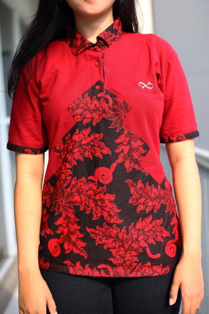 Loyal Kaos Polo Batik Maroon Modern Wanita M L XL XXL