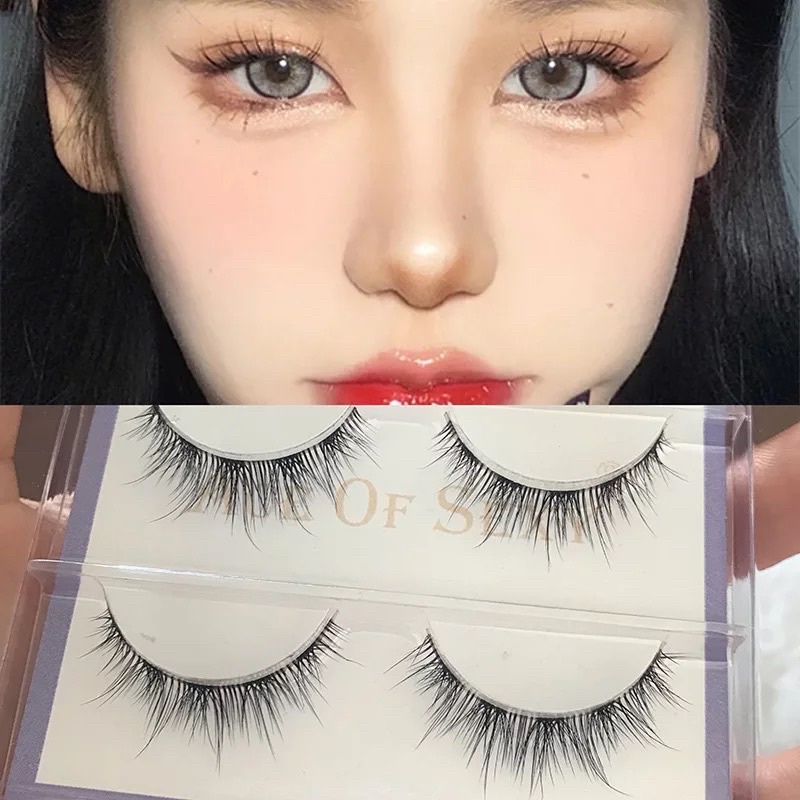 [F15] New 3 Pairs Natural Cross False Eyelashes Simulation Eye Tail Air Eyelashes Female Japanese 3D Long-lasting Lashes