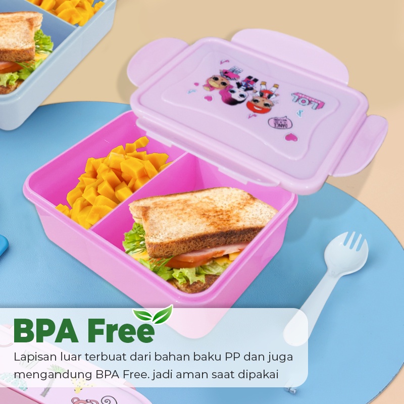COD - Kotak Makan Anak Dengan sendok garpu / LUNCH BOX KARAKTER FROZEN SPIDERMAN BPA FREE - CF-17