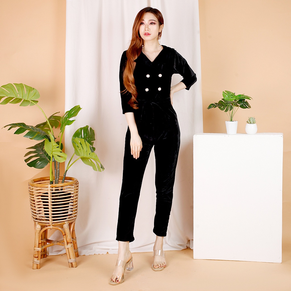 Kathryn collection #032, Jumpsuit velvet ( bludru ) import premim celana panjang tangan 3/4