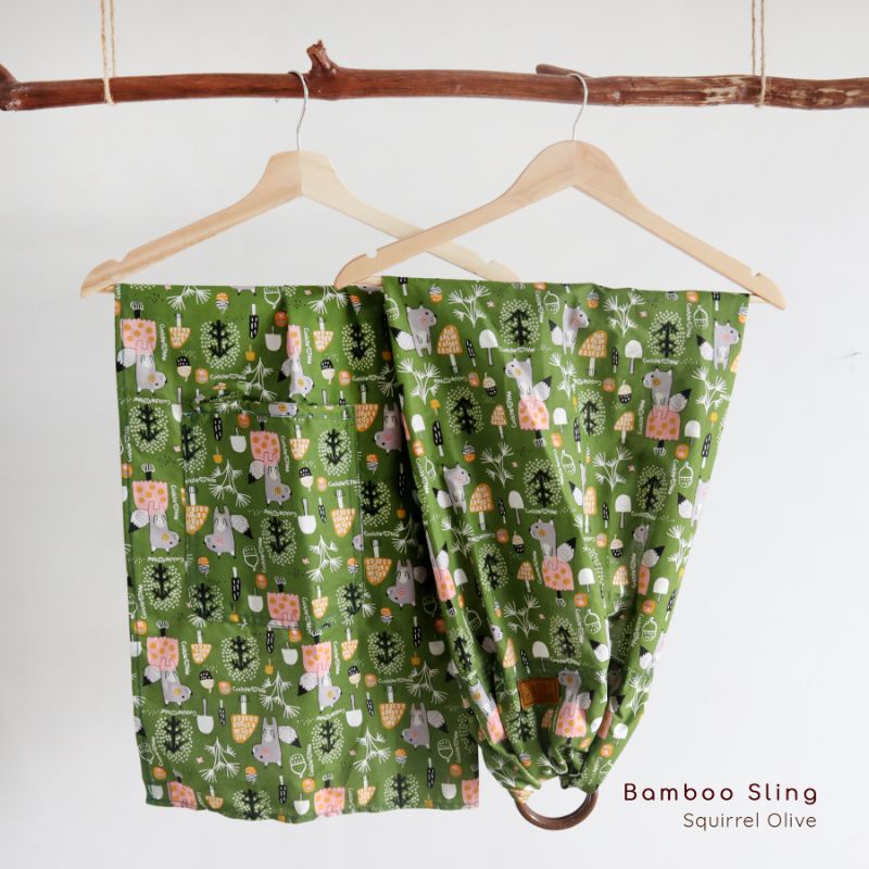 B1203 Cuddle Me Gendongan Bayi Ring Sling Bamboo Sling Ringsling Cuddleme Murah M Shape Jarik-Squirrel Olive